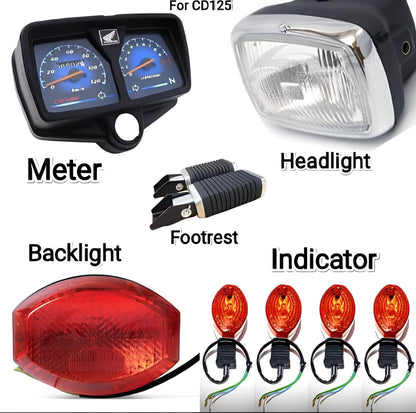 CD125 Motorcycle Parts Set – Meter, Headlight, Tail Light, Indicators &amp; Footrest HHC