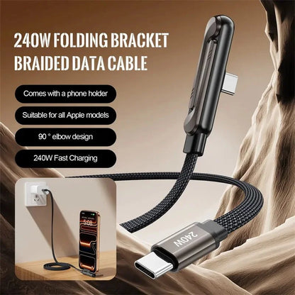 USB-C Fast Charging Cable with Foldable Phone Stand