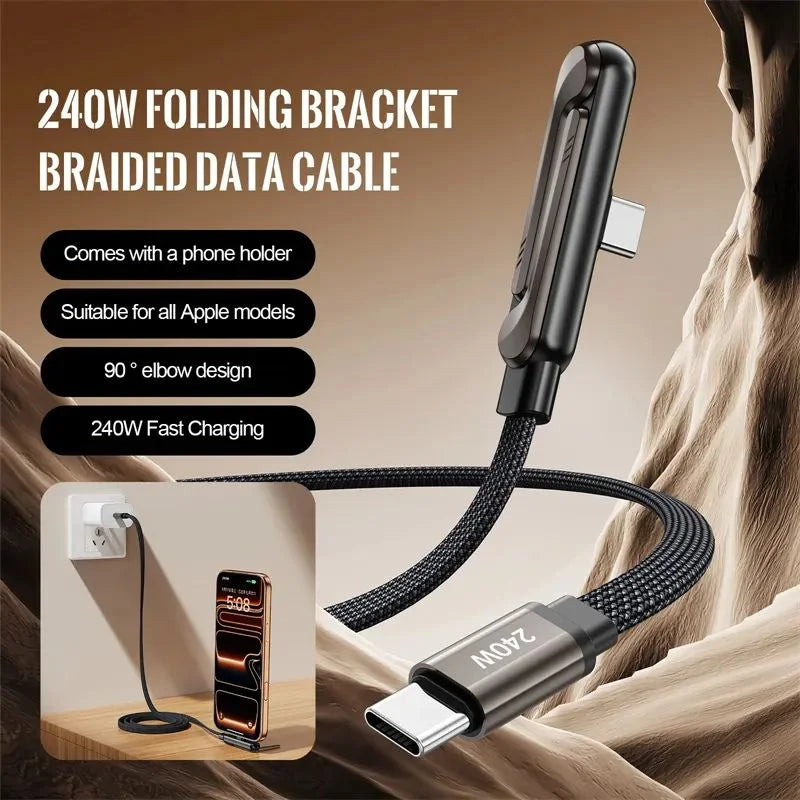USB-C Fast Charging Cable with Foldable Phone Stand YMDS