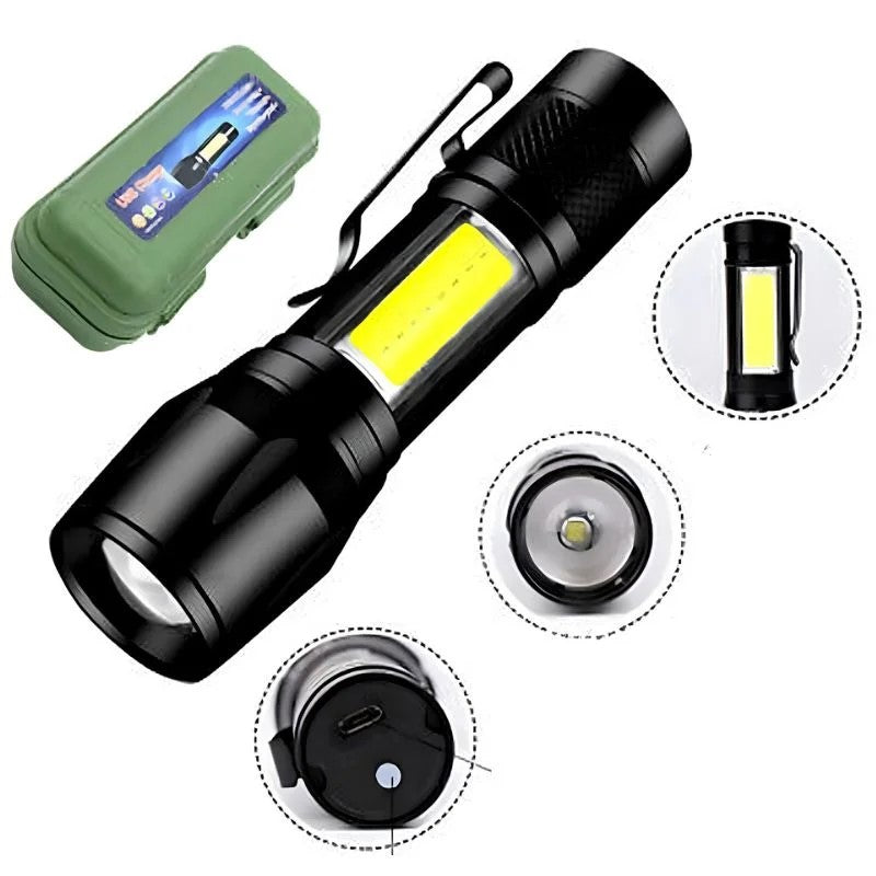 Metal COB Flashlight Torch YMDS