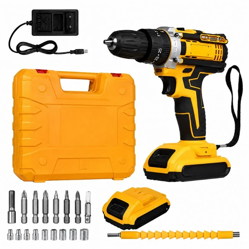 Cordless Drill Machine Kit with 2 Batteries & 26 Accessories YMDS
