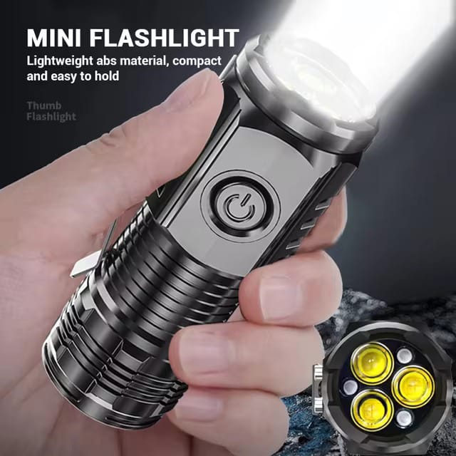 Rechargeable 3-LED Mini Flashlight – Portable Emergency Touch Light HHC