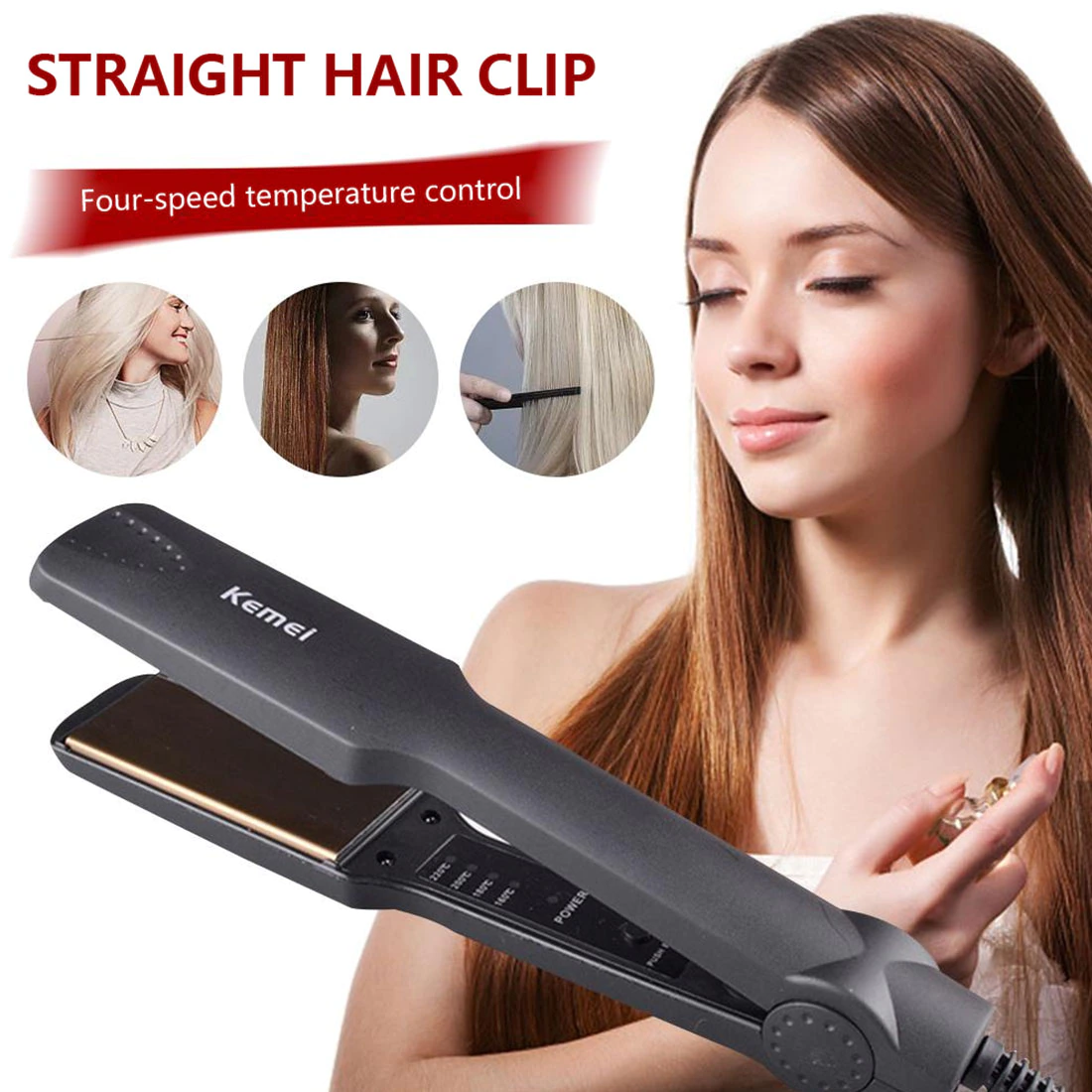 Kemei KM-329 Professional Hair Straightener With Temperature Control- For Women ARDS