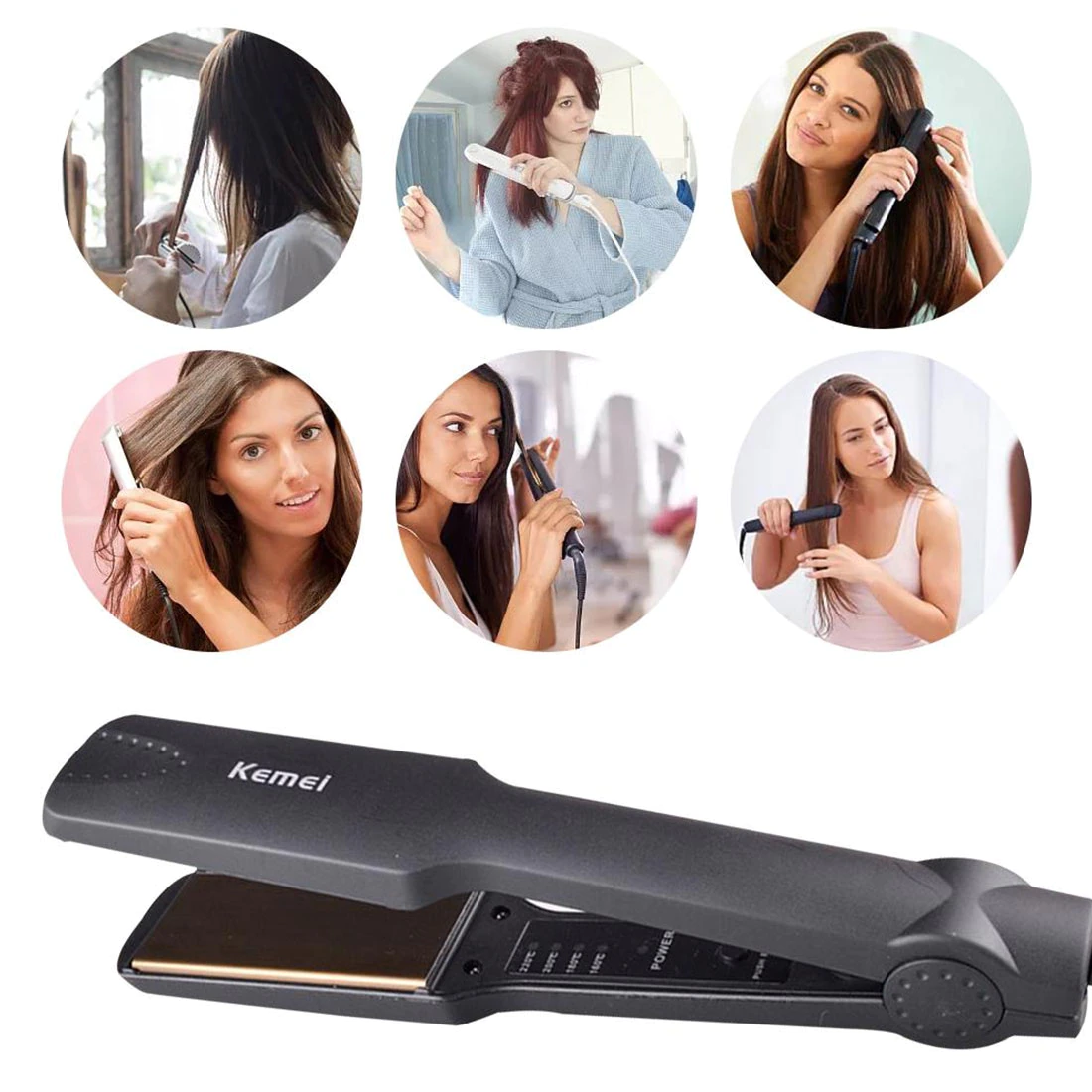Kemei KM-329 Professional Hair Straightener With Temperature Control- For Women ARDS