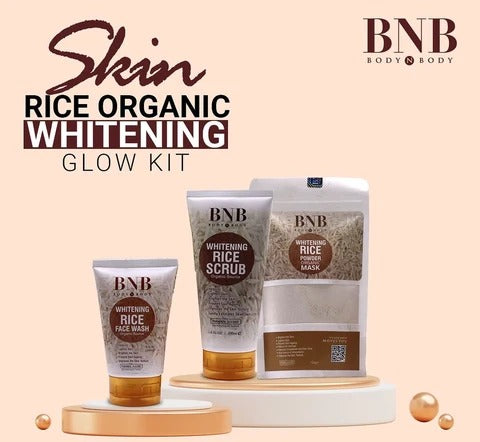 Pack of 3 BNB Rice Extract Bright & Glow Kit Golden Cap with box ARDS