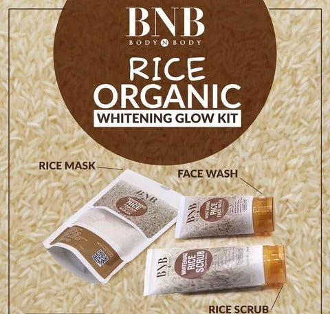 Pack of 3 BNB Rice Extract Bright & Glow Kit Golden Cap with box ARDS