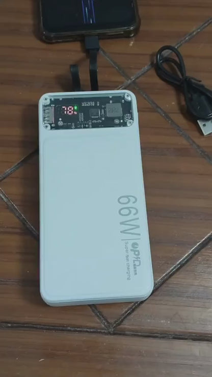 66W Fast Charging 20,000mAh Power Bank with Built-in Cables