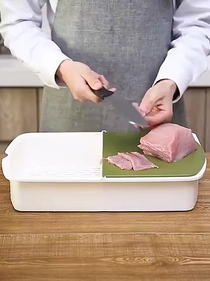 3-in-1 Kitchen Cutting Board with Drain Basket &amp; Storage Box