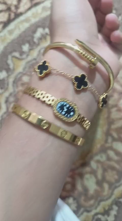 Stainless Steel 4 Piece Bracelet, Watch And Bangle Combo