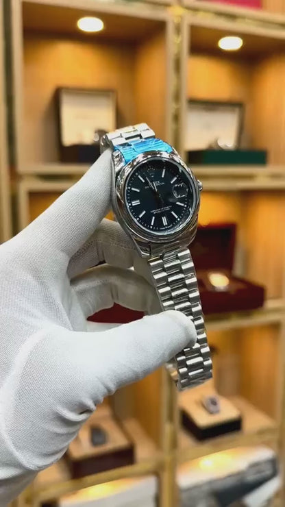 Rolex Oyster Perpetual Style Watch – White Dial with Stainless Steel Chain