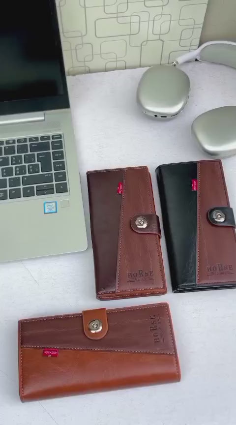 WAGLOK Dual Tone Magnetic Button Long Wallet for Men &amp; Women with Zipper Pocket