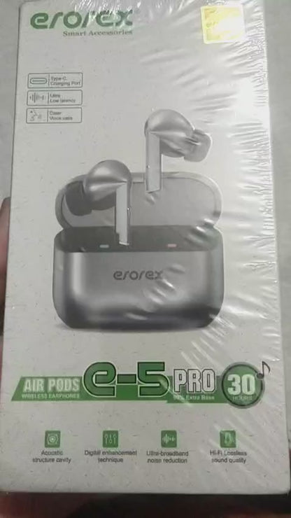 Erorex AirPods E-5 Pro TWS Wireless Bluetooth 5.3 Earbuds with ENC Noise Cancellation, Touch Control & Charging Case