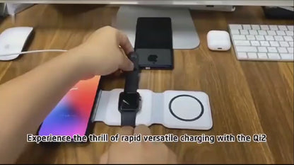 3 in 1 Magnetic Foldable Wireless Charging Station 15W Fast Charger for iPhone
