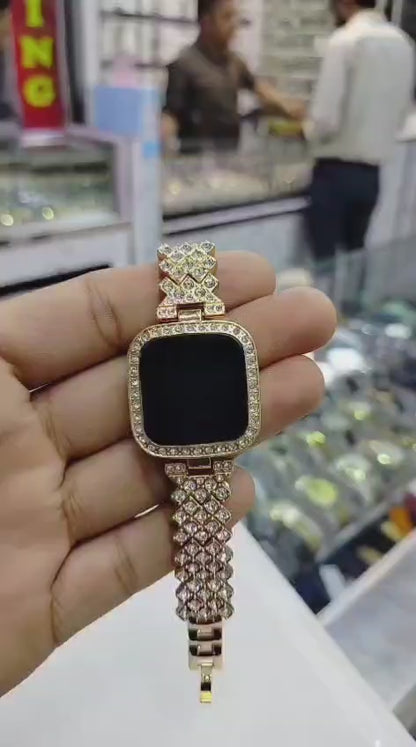 Diamond Touch Screen LED Watch for Girls &amp; Ladies – Silver Square Dial