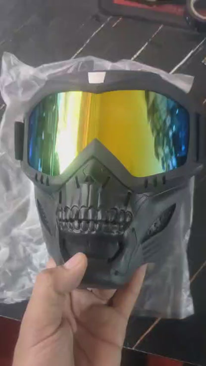 Premium Skull Goggles Mask – Full Face Biker Mask with Iridium Lens
