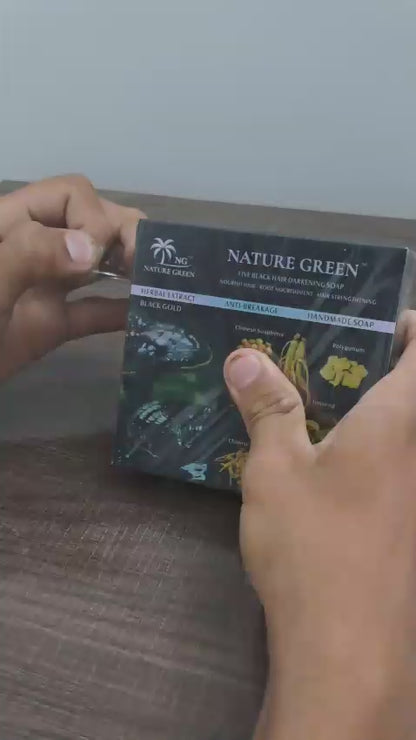 Nature Green Black Ganoderma Hair Darkening Soap 130g