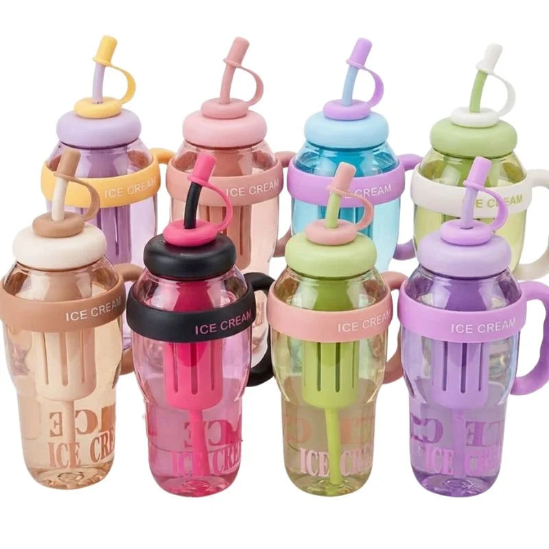 Ice Cream Water Bottle with Straw & Tea Infuser YMDS