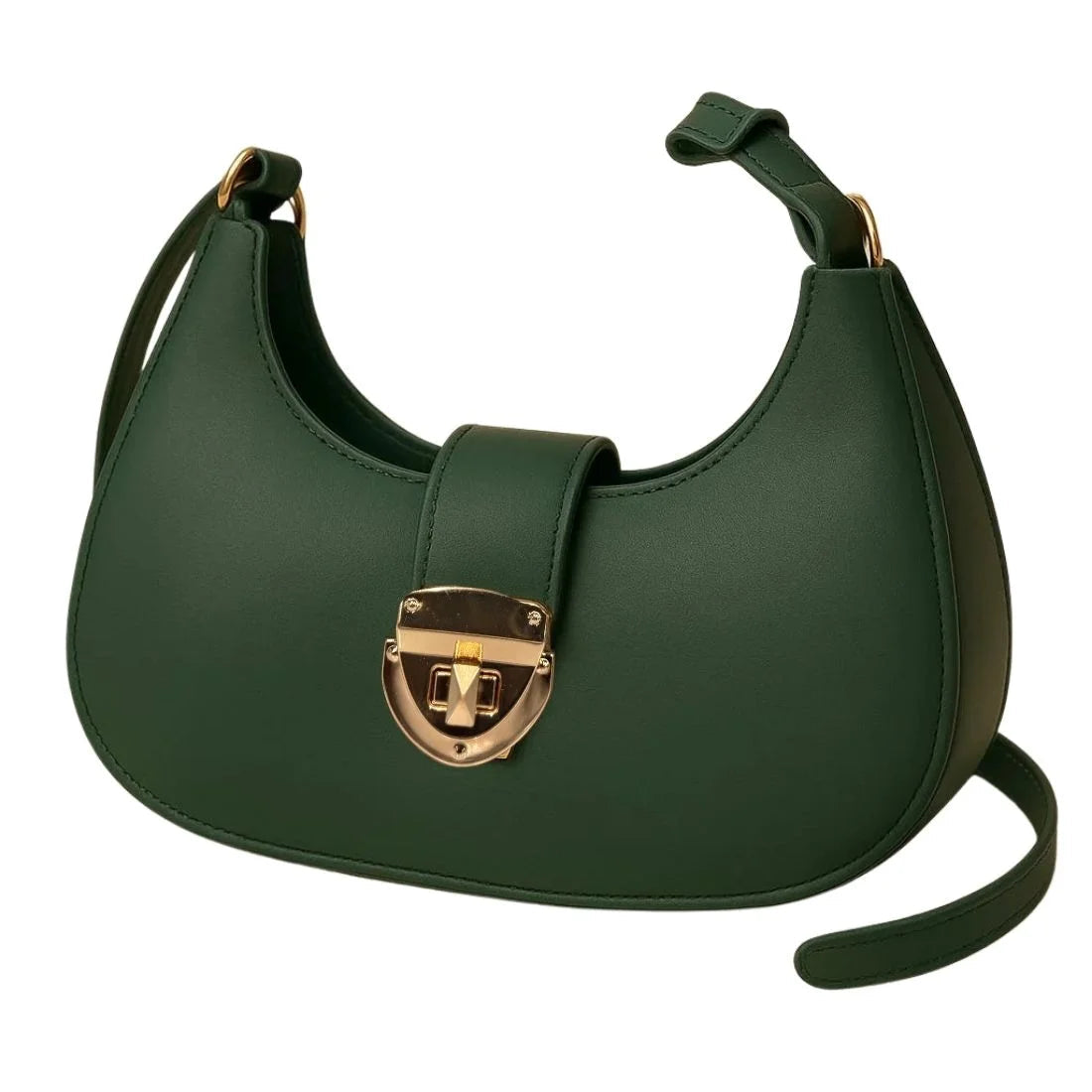 Crescent Leather Luxury Shoulder Bag for Women | Deep Green YMDS