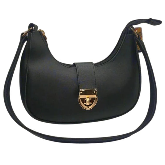 Crescent Leather Luxury Shoulder Bag for Women | Black YMDS