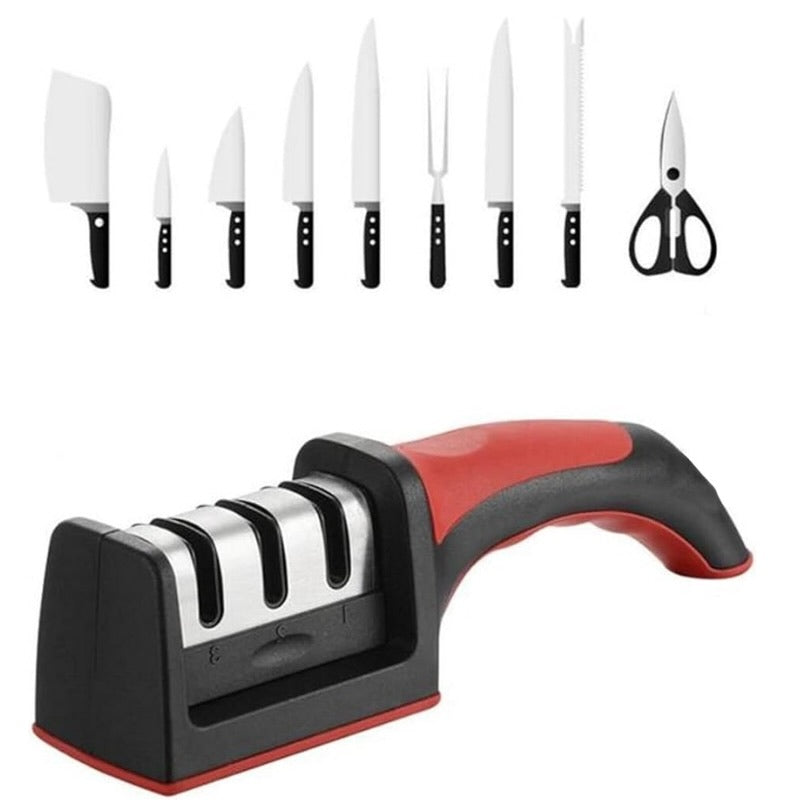 3-in-1 Knife Sharpener Set with Ceramic Peeler | 3-Stage Blade Restorer YMDS