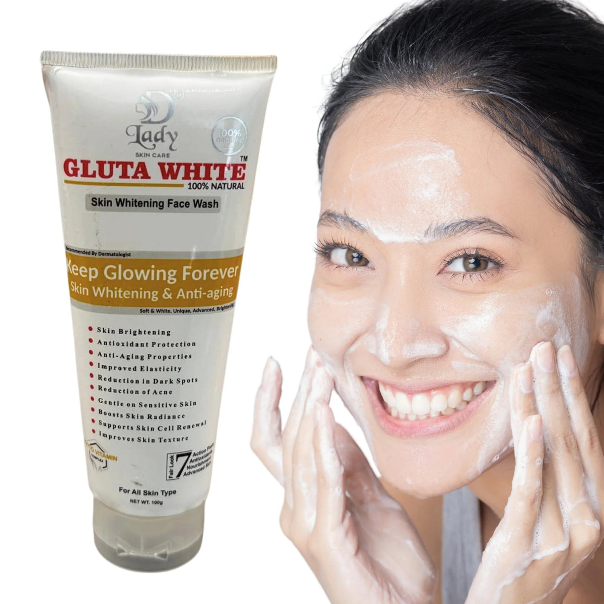 Gluta White Skin Whitening Face Wash YMDS