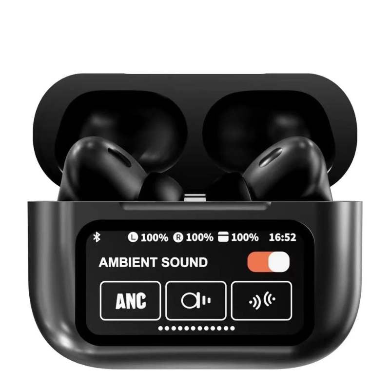 Black A9 Pro ANC Bluetooth 5.4 Wireless Earbuds YMDS