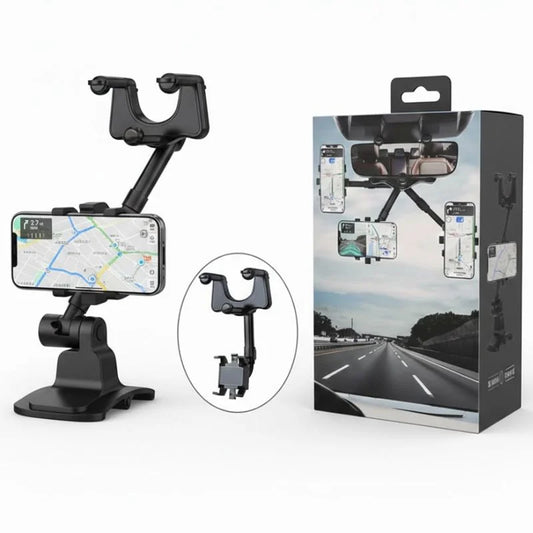 360° Rotatable & Retractable Rearview Mirror Phone Holder