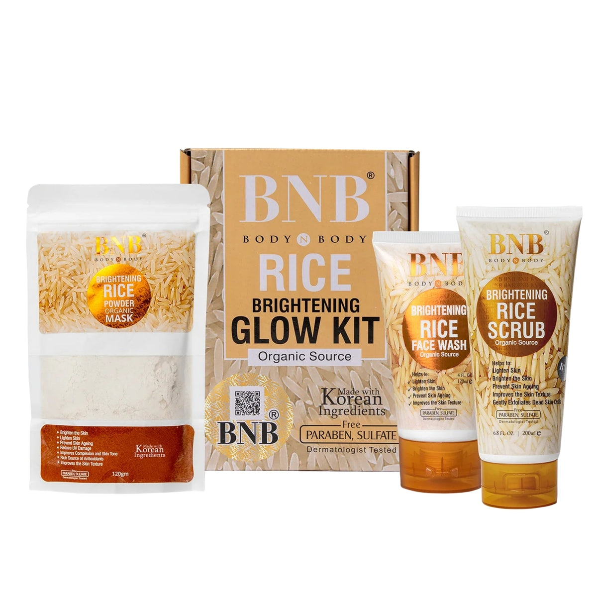 BNB Rice Extract Bright & Glow Facial Kit YMDS
