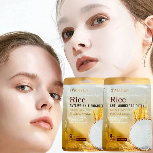 Pack of 2 | O’Mayln Rice Facial Mask | Anti-Wrinkle, Brightening & Hydrating Sheet Mask YMDS
