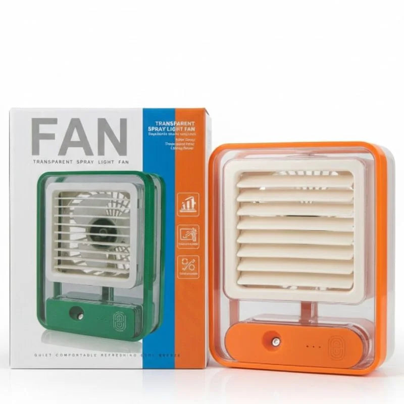 Portable USB Air Cooler Fan – 3-Speed, Mist Spray, Rechargeable | Random Color YMDS