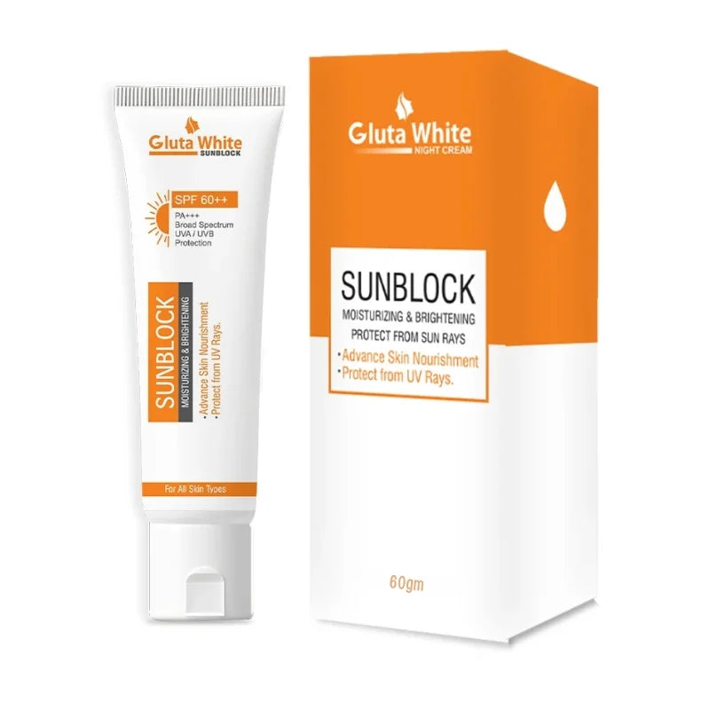 Gluta White SunBlock SPF 60 | Moisturizing & Brightening Sunscreen for All Skin Types YMDS