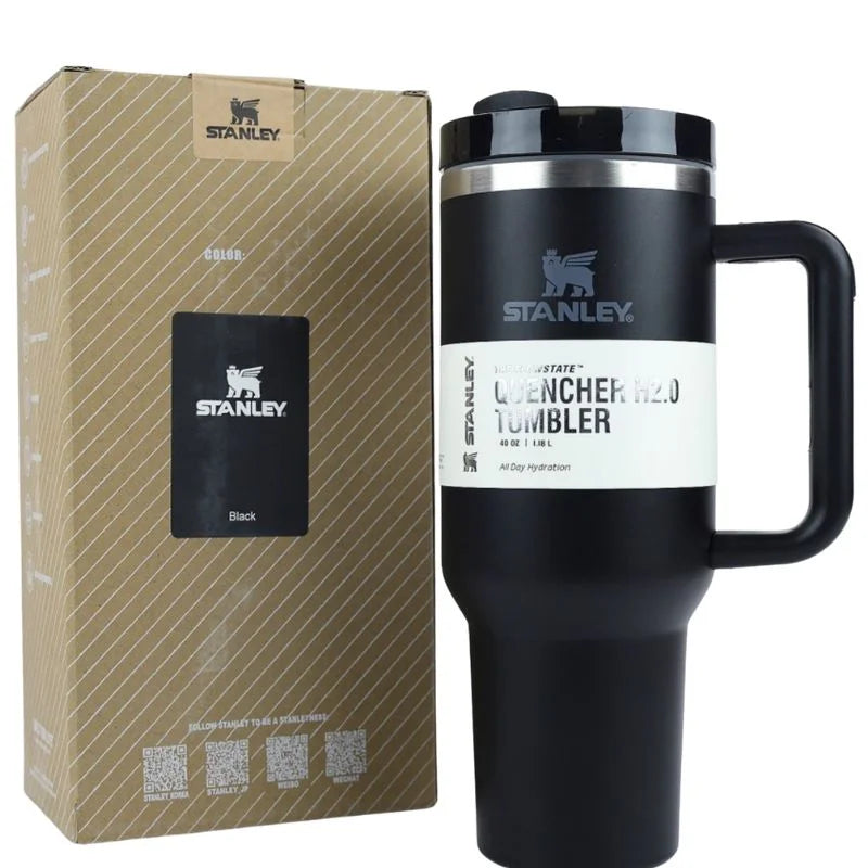 Black Stanley 40 Oz Stainless Steel Tumbler | Leak-Proof Vacuum Insulated Travel Mug | Hot & Cold YMDS