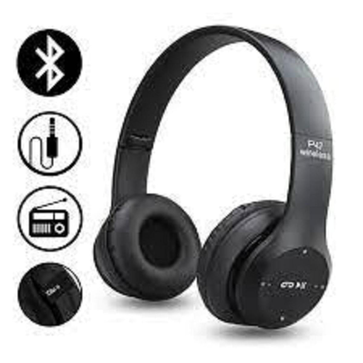 P47 Wireless Headphones | Bluetooth Foldable Headset | Stereo Sound | FM Radio & TF Card Support | Built-in Microphone YMDS