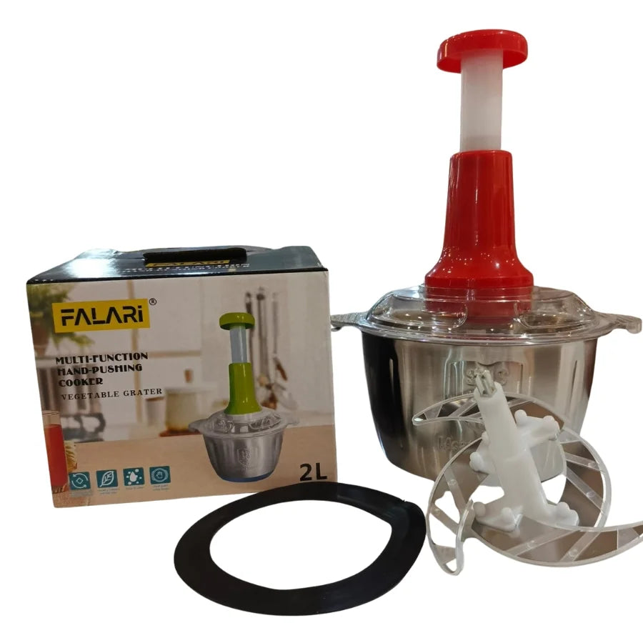 2L Manual Food Chopper | Stainless Steel Bowl & 4 Sharp Blades YMDS