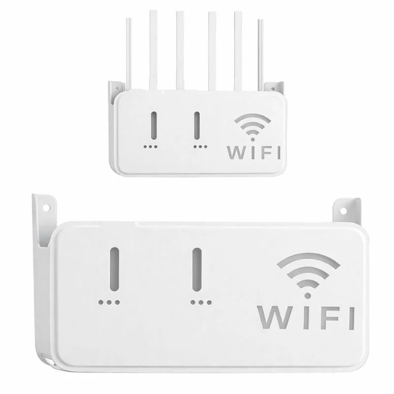 White WiFi Router Storage Box & Wall Mount Shelf Universal Cable Organizer YMDS