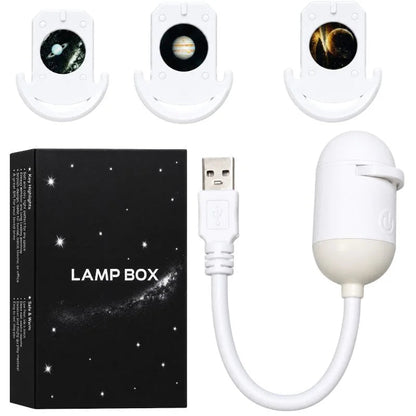 Galaxy Starry Sky Lamp Box | 2-in-1 Projector Night Light with 3 Projection Lenses YMDS