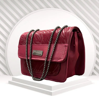 Luxury Women’s Shoulder Bag in Maroon Faux Leather for Casual, Work, and Formal Use YMDS