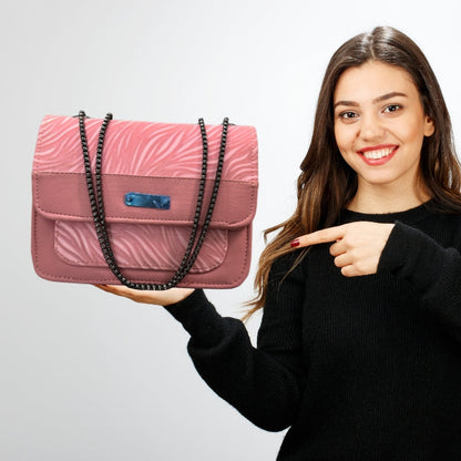 Luxury Women’s Shoulder Bag in Pink Faux Leather for Casual, Work, and Formal Use YMDS