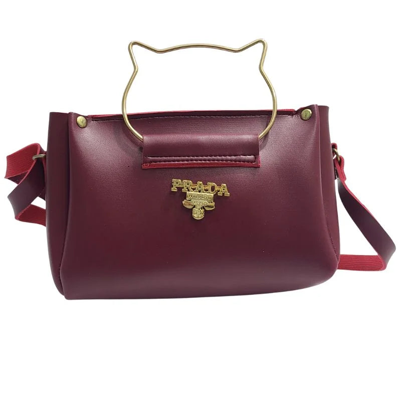 Maroon Elegant Cat Handle Handbag for Girls & Ladies YMDS