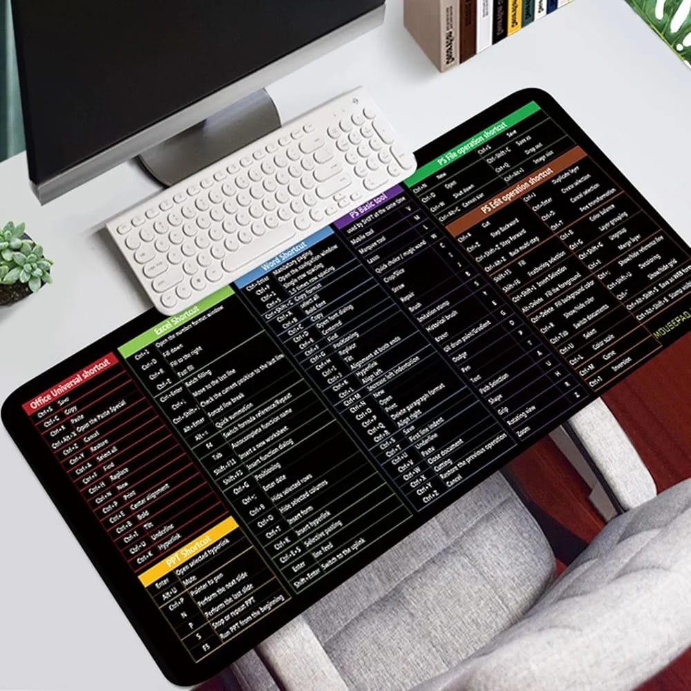 Large Excel Shortcut Keyboard Mouse Pad & Desk Mat 30×59cm YMDS