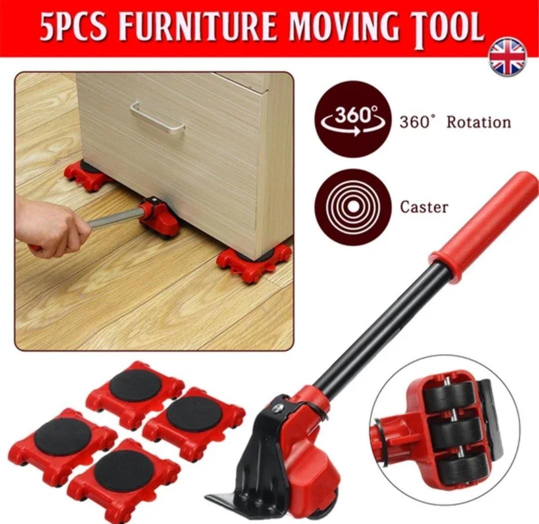 5-in-1 Heavy Furniture Mover Tool Set with Lifter & 360° Rollers YMDS