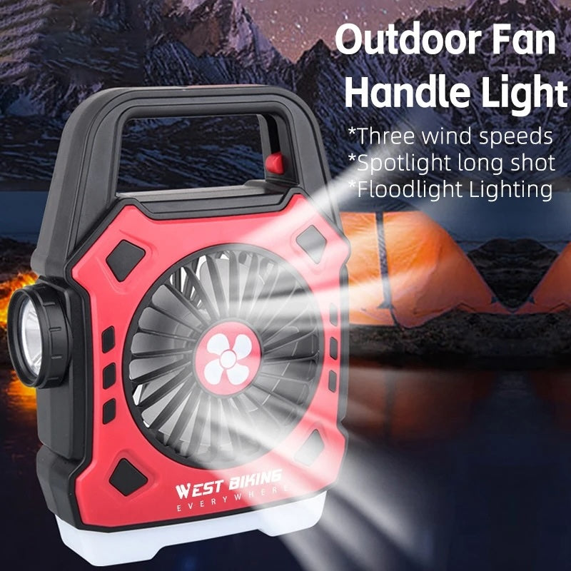 Multipurpose Rechargeable Desk & Camping Fan with LED Light, Flashlight & Power Bank YMDS