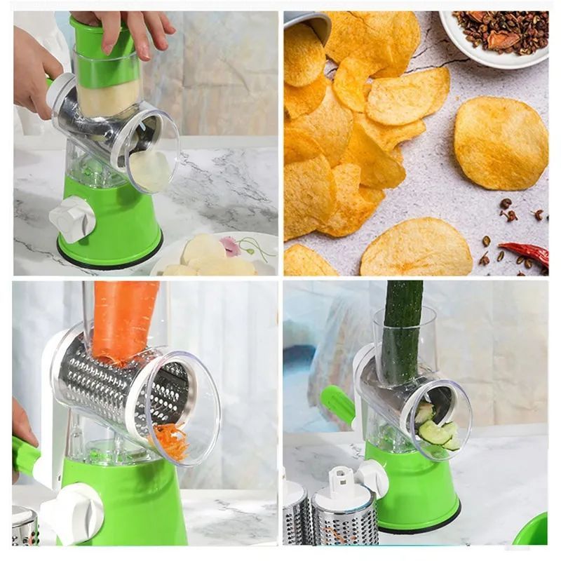 Multi-Functional Tabletop Drum Grater Manual Vegetable Cutter Slicer and Grater for Kitchen YMDS