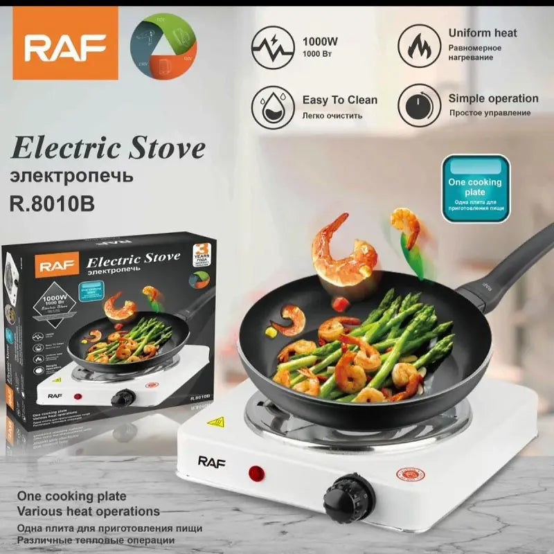 White RAF R.8010B Electric Stove Hot Plate and Cooker with 1000W Power YMDS