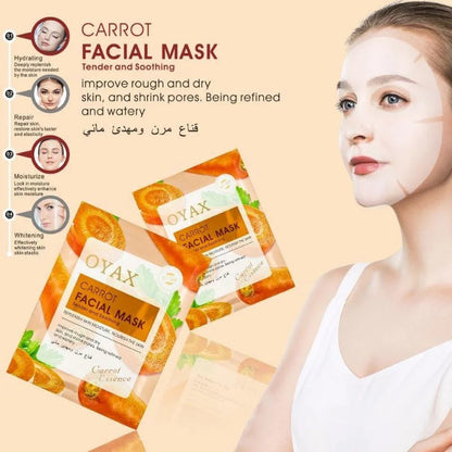 Pack of 2 | Beauty Skin Carrot Sheet Mask | Moisturizing, Brightening & Nourishing Facial Mask YMDS