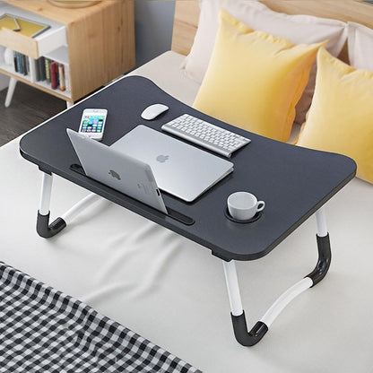 Laptop Table | Black Color | Foldable Legs, Tablet Groove & Cup Slot YMDS
