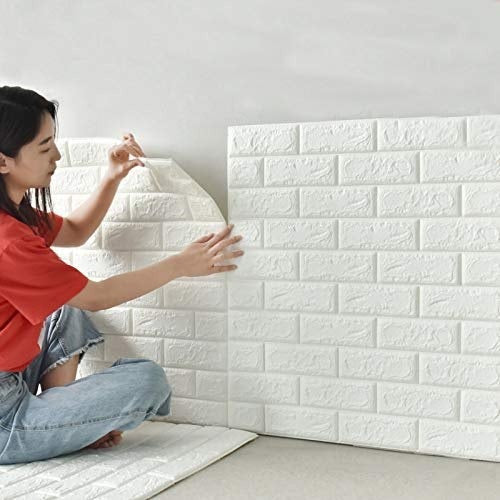 3D White Brick Wall Stickers YMDS