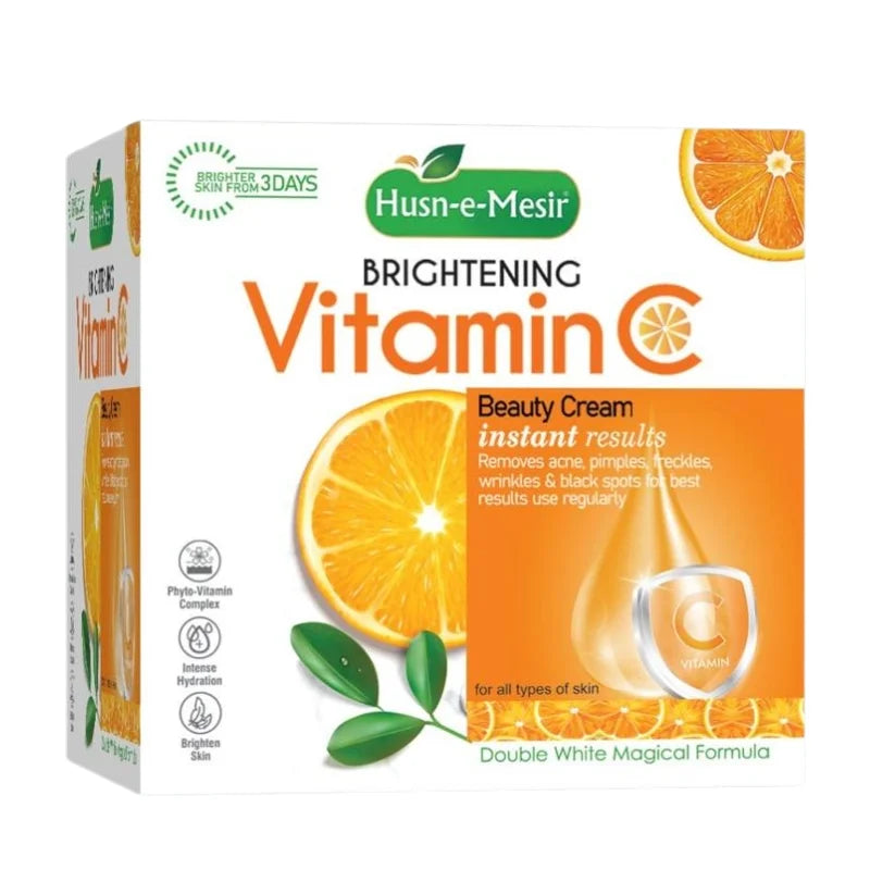 Husn e Mesir Vitamin C Brightening Cream Natural Glow Anti-Blemish Deep Action Formula for Radiant Skin YMDS
