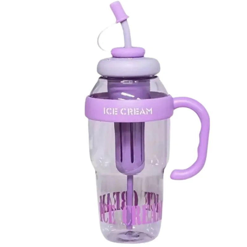 Ice Cream Water Bottle with Straw & Tea Infuser YMDS