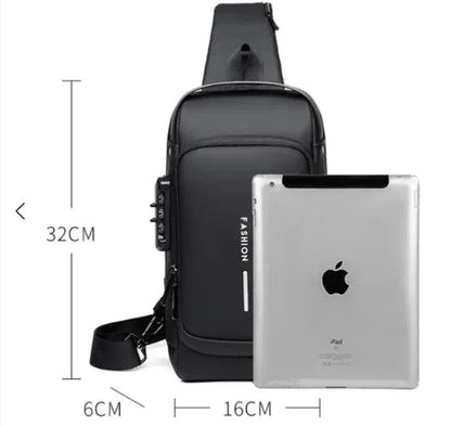Black Multifunction Anti-Theft USB Charging Crossbody Shoulder Bag YMDS